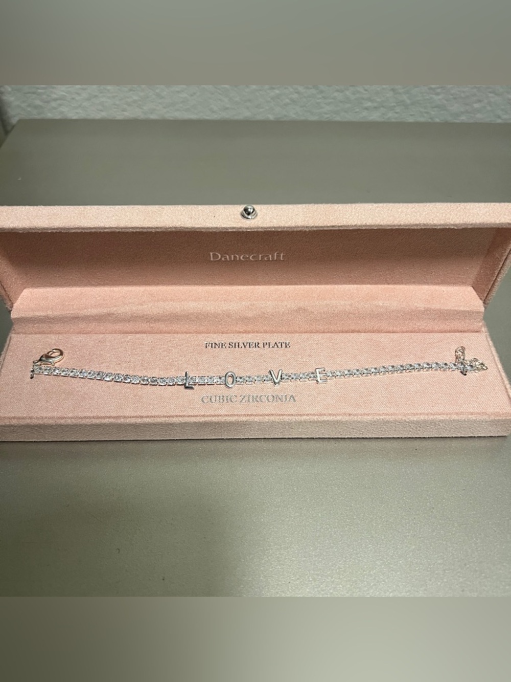 NEW Danecraft Cubic Zirconia Fine Silver Plated 'LOVE' Bracelet